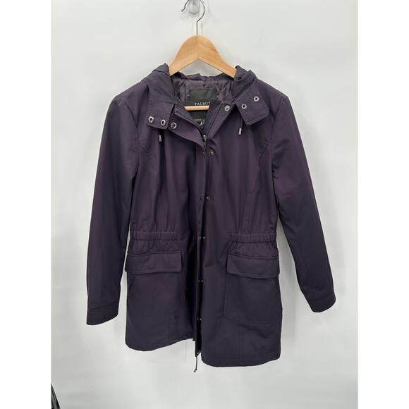TALBOTS Plum Full Zip Long Lightweight Jacket Coat // Medium Petite - Picture 1 of 10